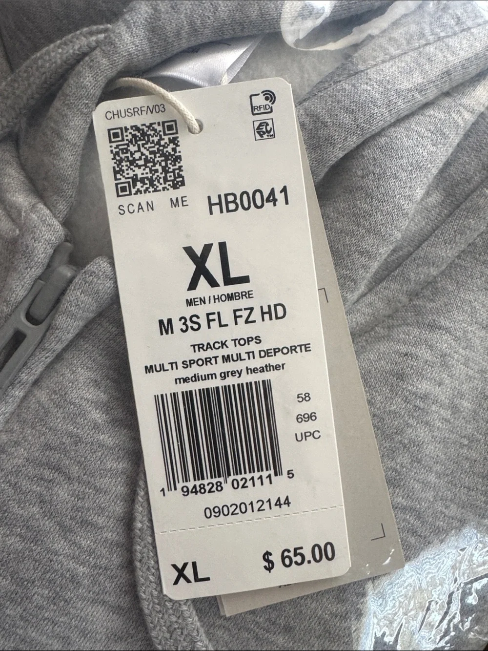 adidas Men's Essentials 3-Stripes Full-Zip Fleece Grey Heather size XL